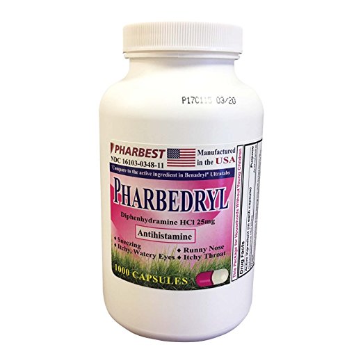 Generic Benadryl Allergy - Diphenhydramine (50mg) - 1000 Capsules